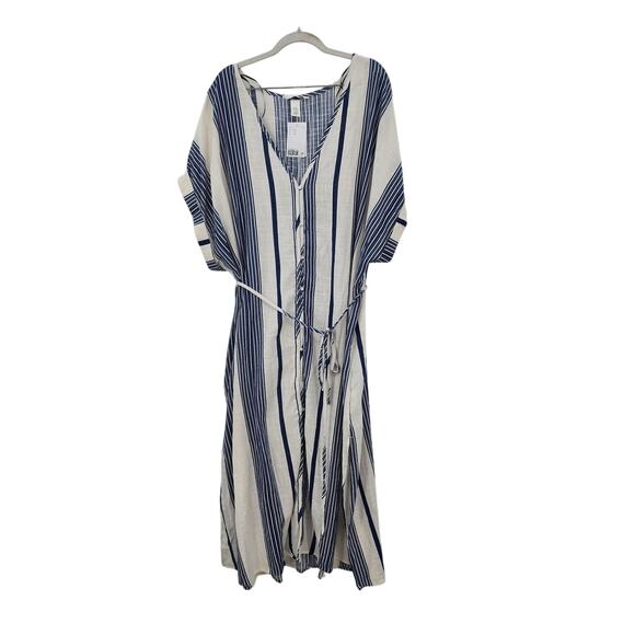 New NWT H & M Cotton Long Midi Casual Dress Size XXL Striped Summer Vacation - Picture 5 of 12